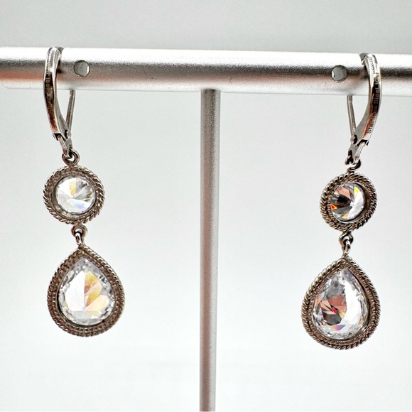 Cubic Zirconia CZ Drop Earrings Teardrop Wedding Bridal Prom Pageant Occasion - Picture 7 of 12